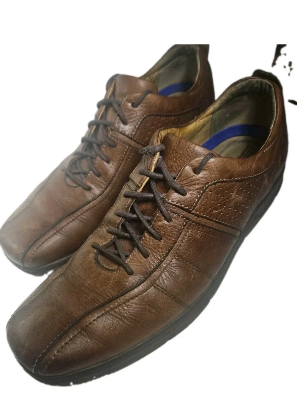 Johnston Murphy Shuler Brown Leather Bicycle Toe Oxford Shoe Men Size11M Derb[7E